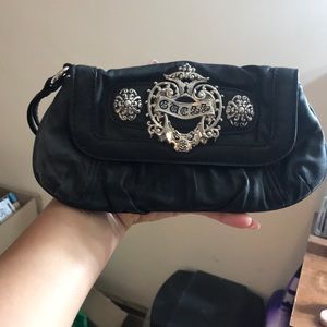 Black guess clutch wristlet